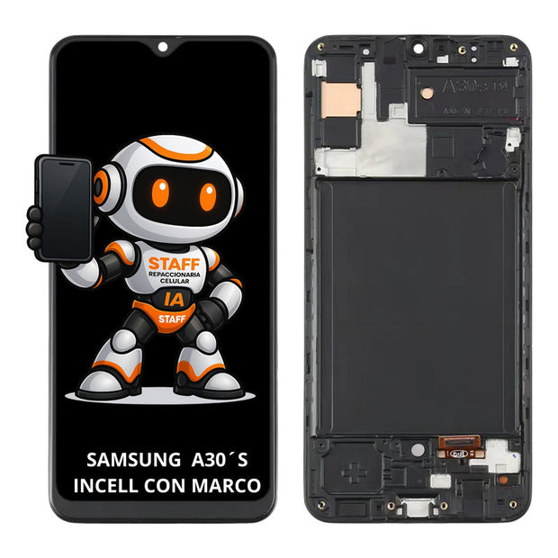 Pantalla Samsung A30 S Incell Marco A307  Calidad Premium Negro