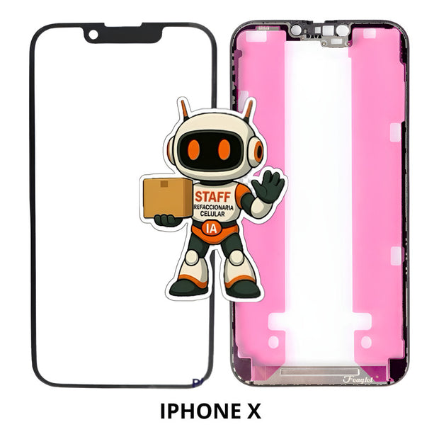 Bisel Marco Frame Negro + Glass Oca iPhone X Calidad Premium