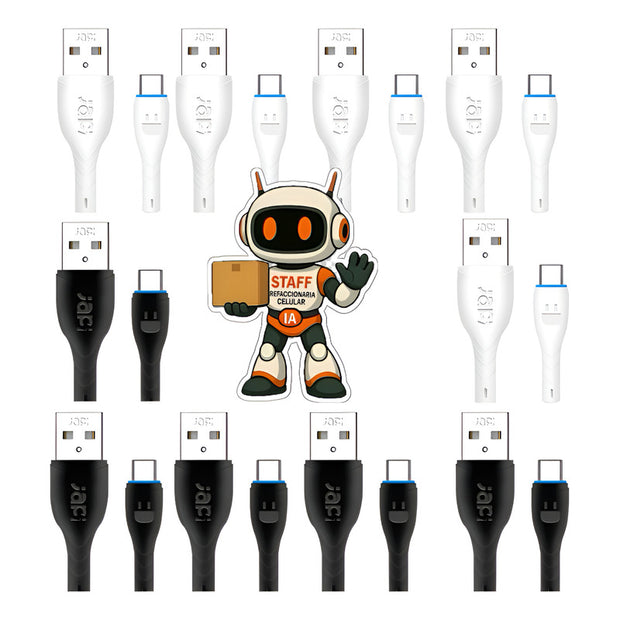 Cables Usb A Tipo C 2mt 3a Alta Calidad Paq 10 Pzas Negro