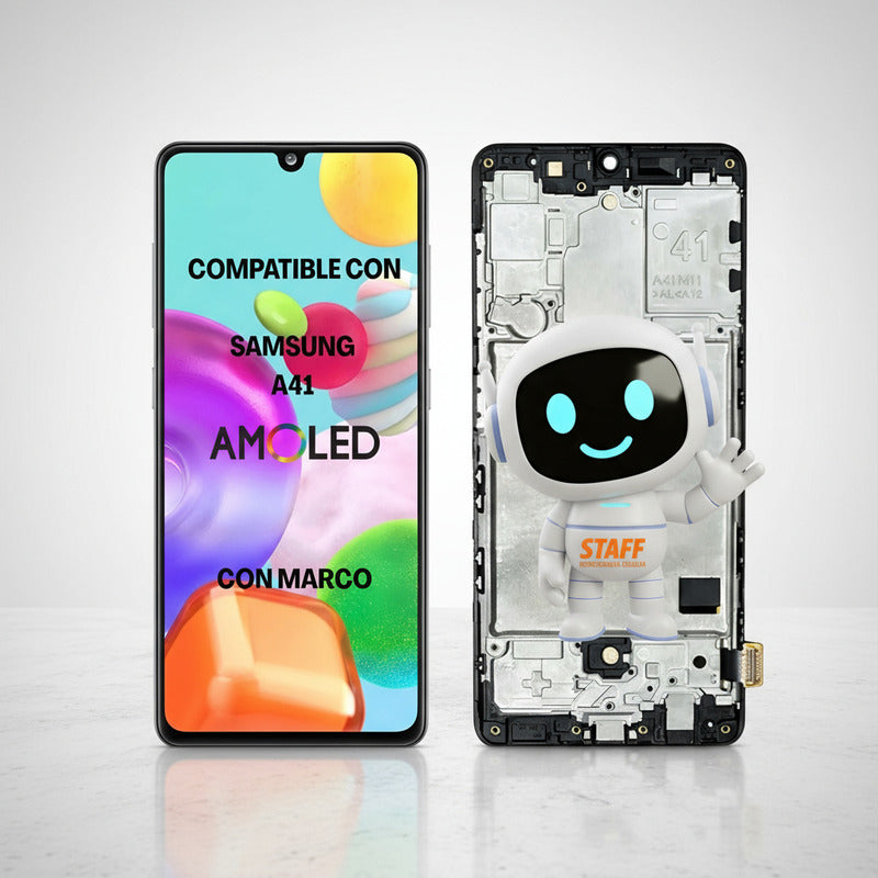 Pantalla Display Amoled Premium Para Samsung A41 Con Marco Negro