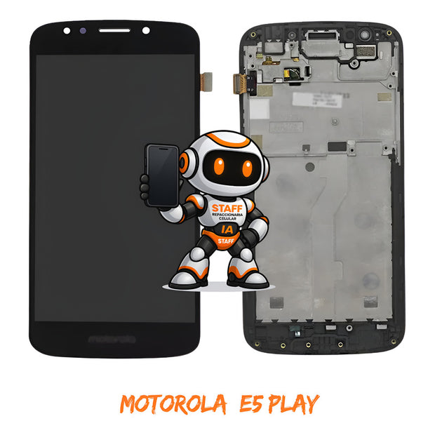 Pantalla Compatible Motorola E5 Play Xt1921 Negra Con Marco Negro