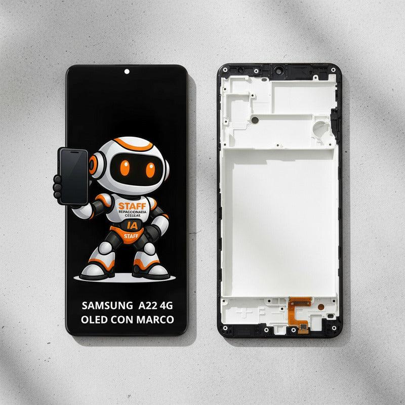 Pantalla Samsung A22 4g Oled C/ Marco Calidad Premium Negro
