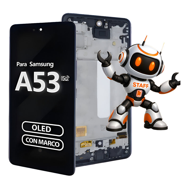 Pantalla Samsung A53 A536  A535g Oled Con Marco Premium Negro