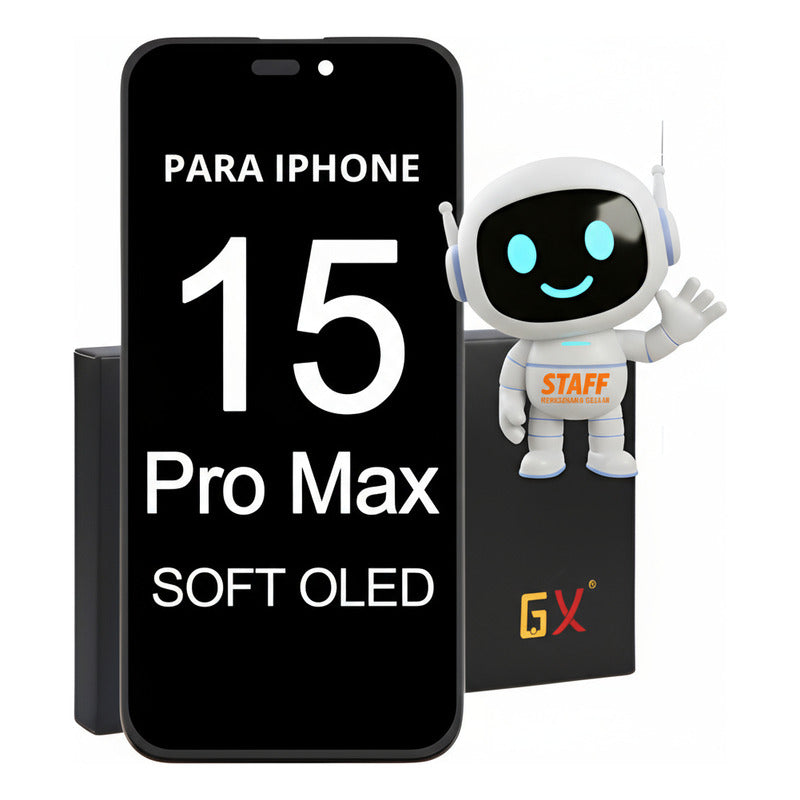 Pantalla Compatible Con iPhone 15 Pro Max Soft Oled Gx Negro