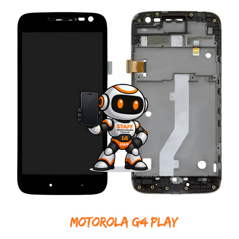 Pantalla Motorola G4 Play Con Marco Negra Negro