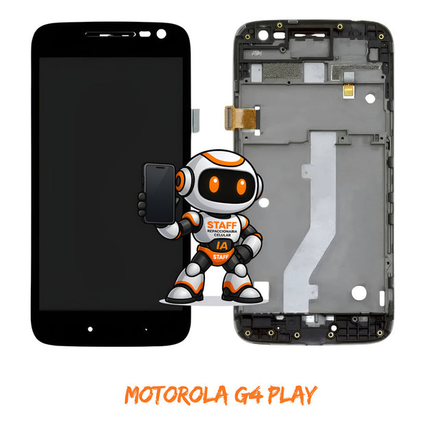 Pantalla Motorola G4 Play Con Marco Negra Negro