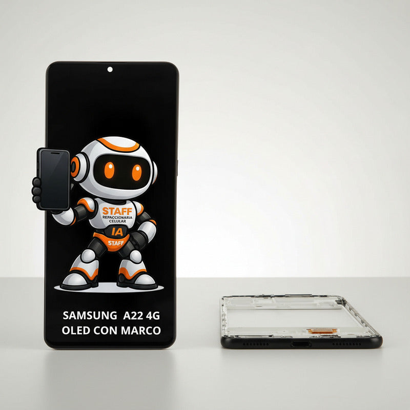 Pantalla Samsung A22 4g Oled C/ Marco Calidad Premium Negro