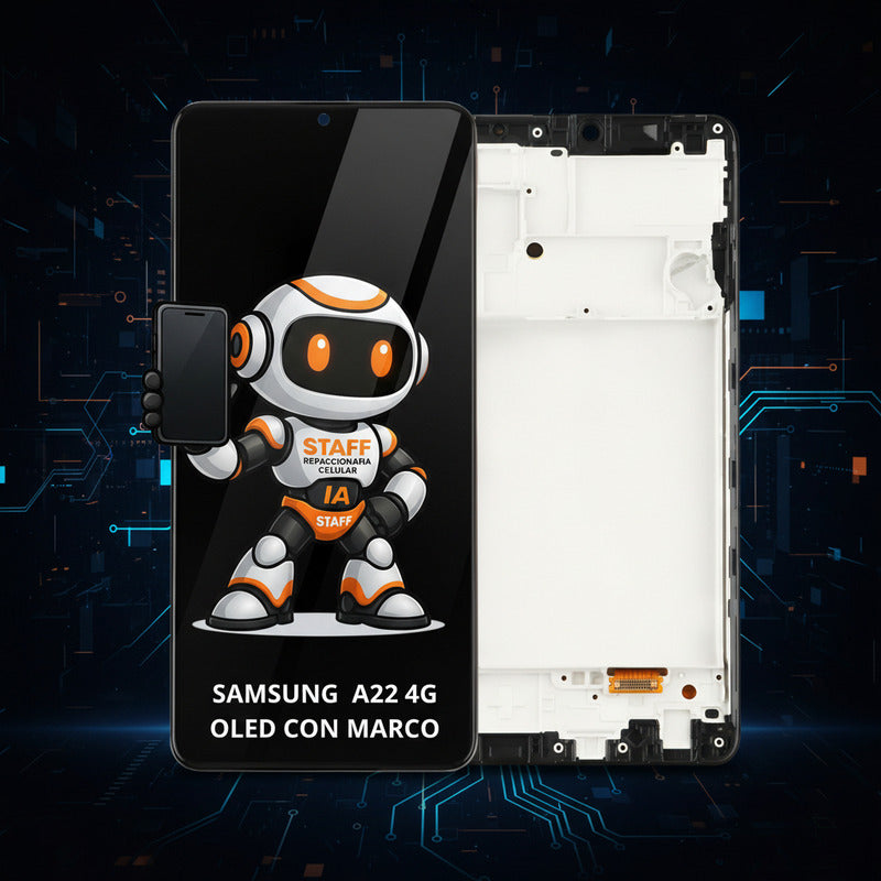 Pantalla Samsung A22 4g Oled C/ Marco Calidad Premium Negro