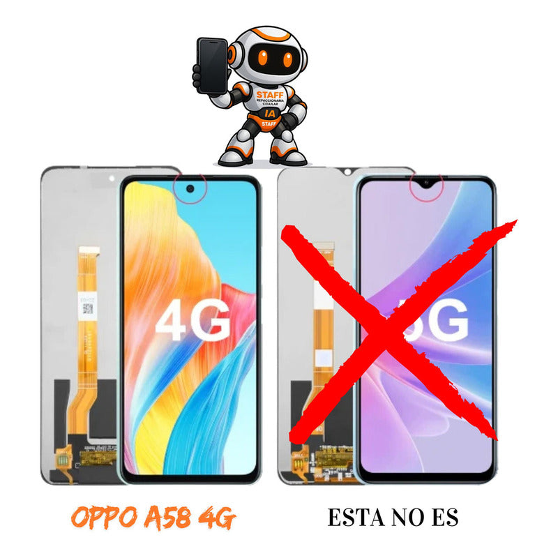Pantalla Compatible Oppo A58 Alta Calidad Premium Negro