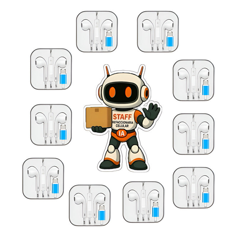 Audifonos Tipo C Blancos Cajita  Alambricos Blanco