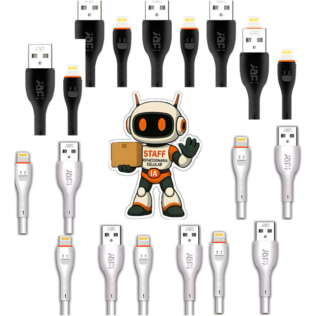 Cable iPhone 2 Metros 2.4a Carga Rapida Paq 10 Pzas Calidad Multicolor