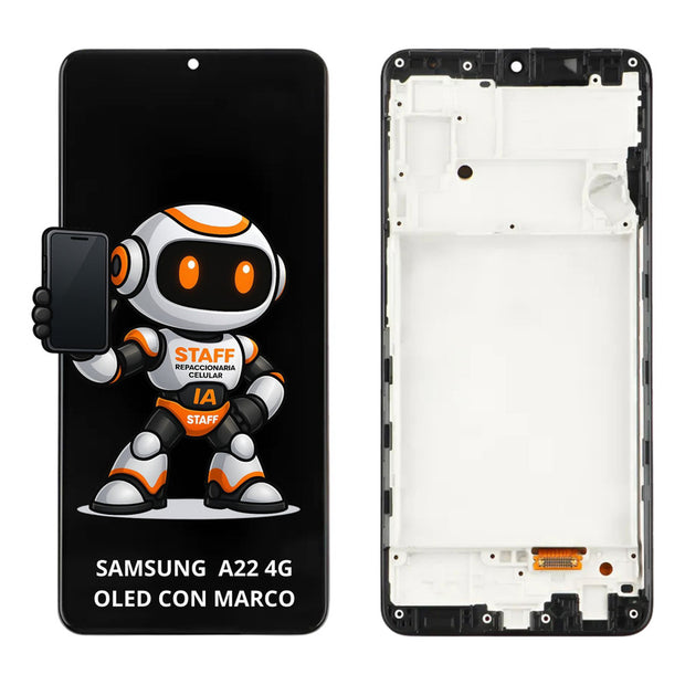 Pantalla Samsung A22 4g Oled C/ Marco Calidad Premium Negro