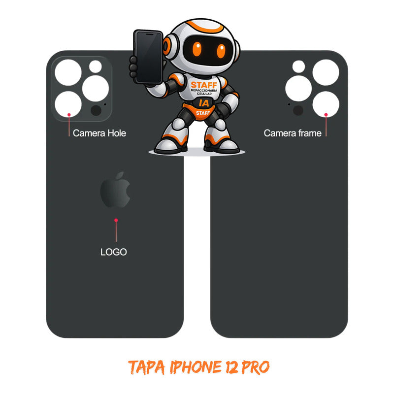 Tapa Trasera iPhone 12 Pro Negra  Alta Calidad Premium