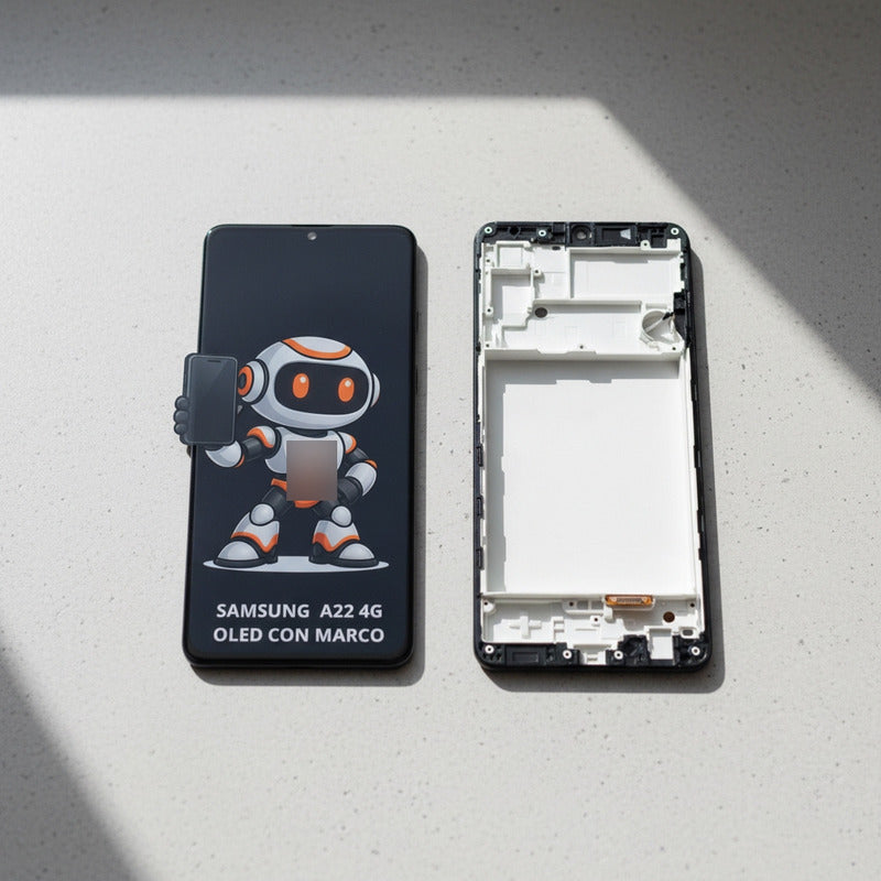 Pantalla Samsung A22 4g Oled C/ Marco Calidad Premium Negro