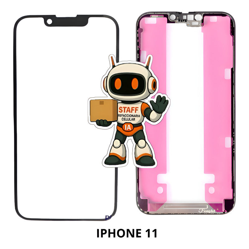 Glass Oca + Bisel Marco Negro iPhone 11 Alta Calidad Premium