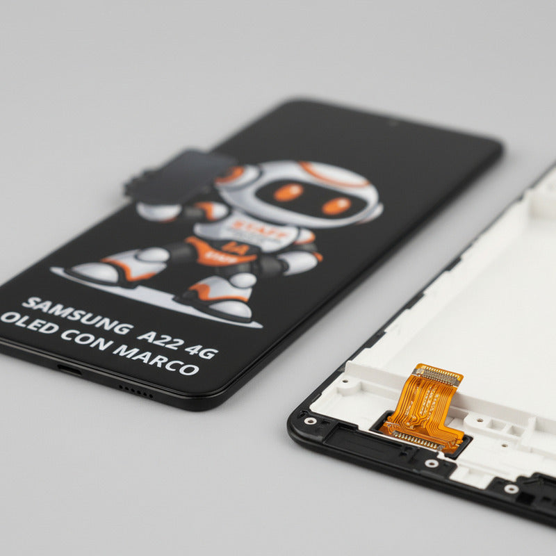 Pantalla Samsung A22 4g Oled C/ Marco Calidad Premium Negro