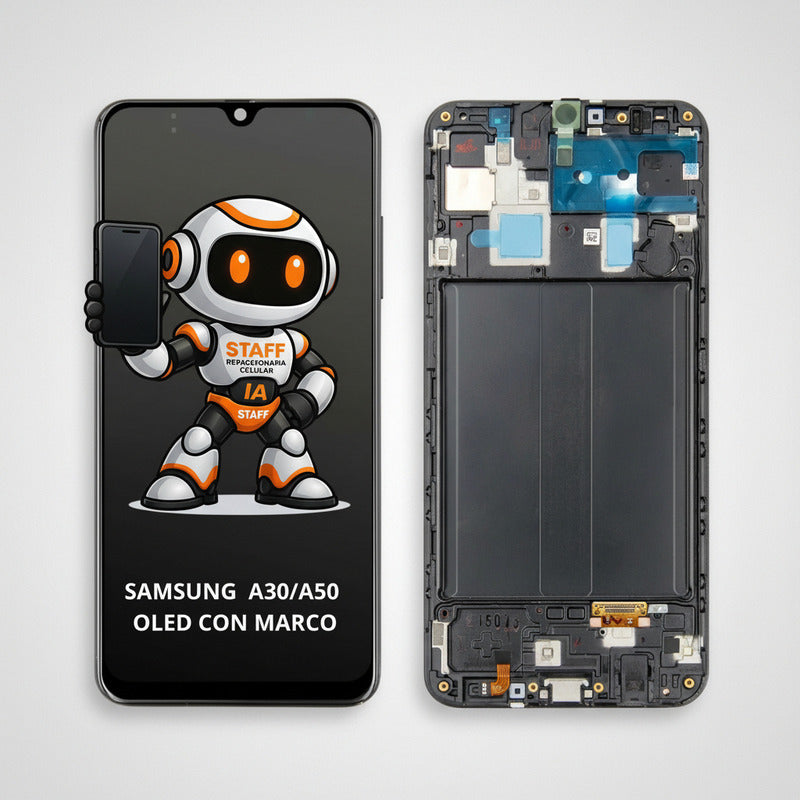 Pantalla Samsung A20/ A30 Oled C/ Marco Alta Calidad Premium Negro
