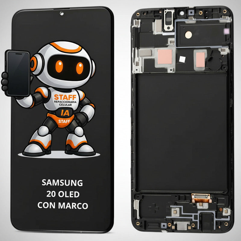 Pantalla Samsung A20 Oled Con  Marco A205 Calidad Premium Negro