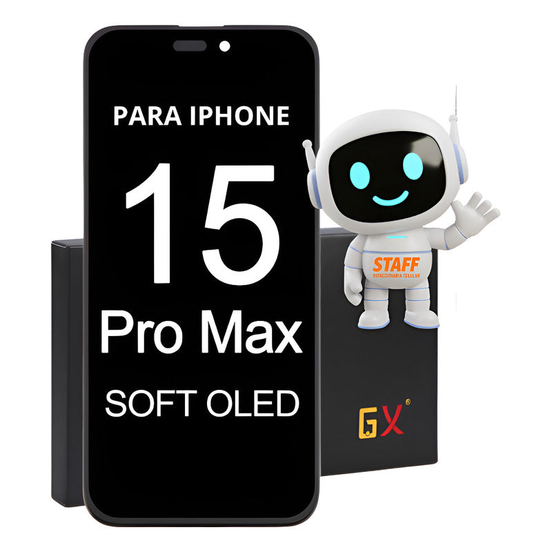 Pantalla Compatible Con iPhone 15 Pro Max Soft Oled Gx Negro
