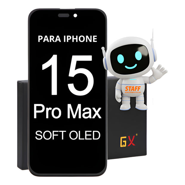 Pantalla Compatible Con iPhone 15 Pro Max Soft Oled Gx Negro