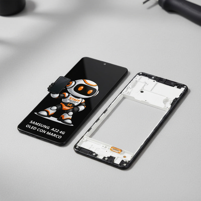 Pantalla Samsung A22 4g Oled C/ Marco Calidad Premium Negro