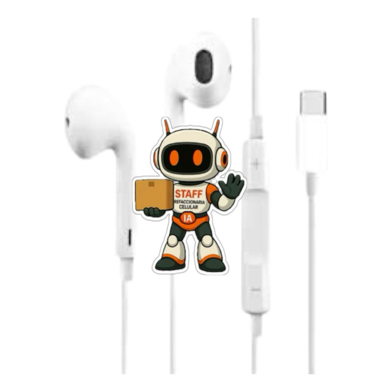 Audifonos Tipo C Blancos Cajita  Alambricos Blanco