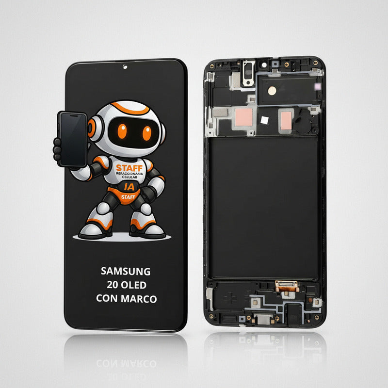 Pantalla Samsung A20 Oled Con  Marco A205 Calidad Premium Negro