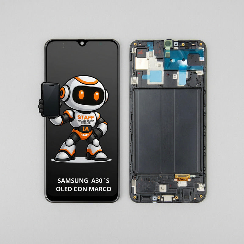 Pantalla Samsung A30s A307 Oled Con Marco Calidad Premium Negro
