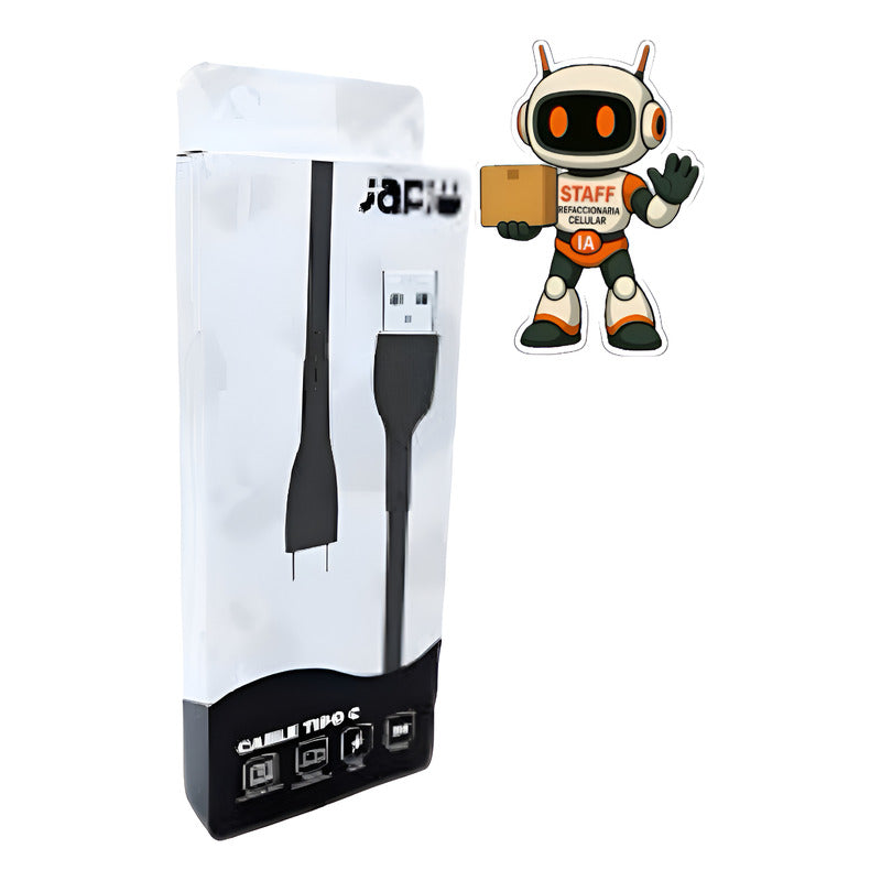 Cable Tipo C 2 Metros Carga Rapida 2.4a Alta Calidad Premium Negro